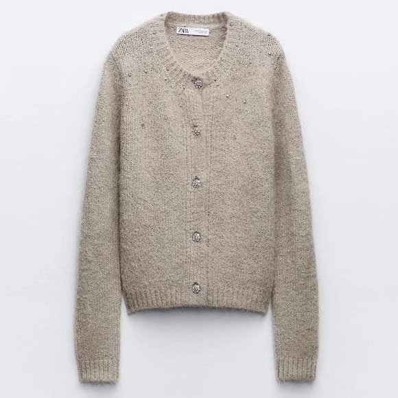 ZARA JEWEL BEADED KNIT CARDIGAN - Picture 7 of 9